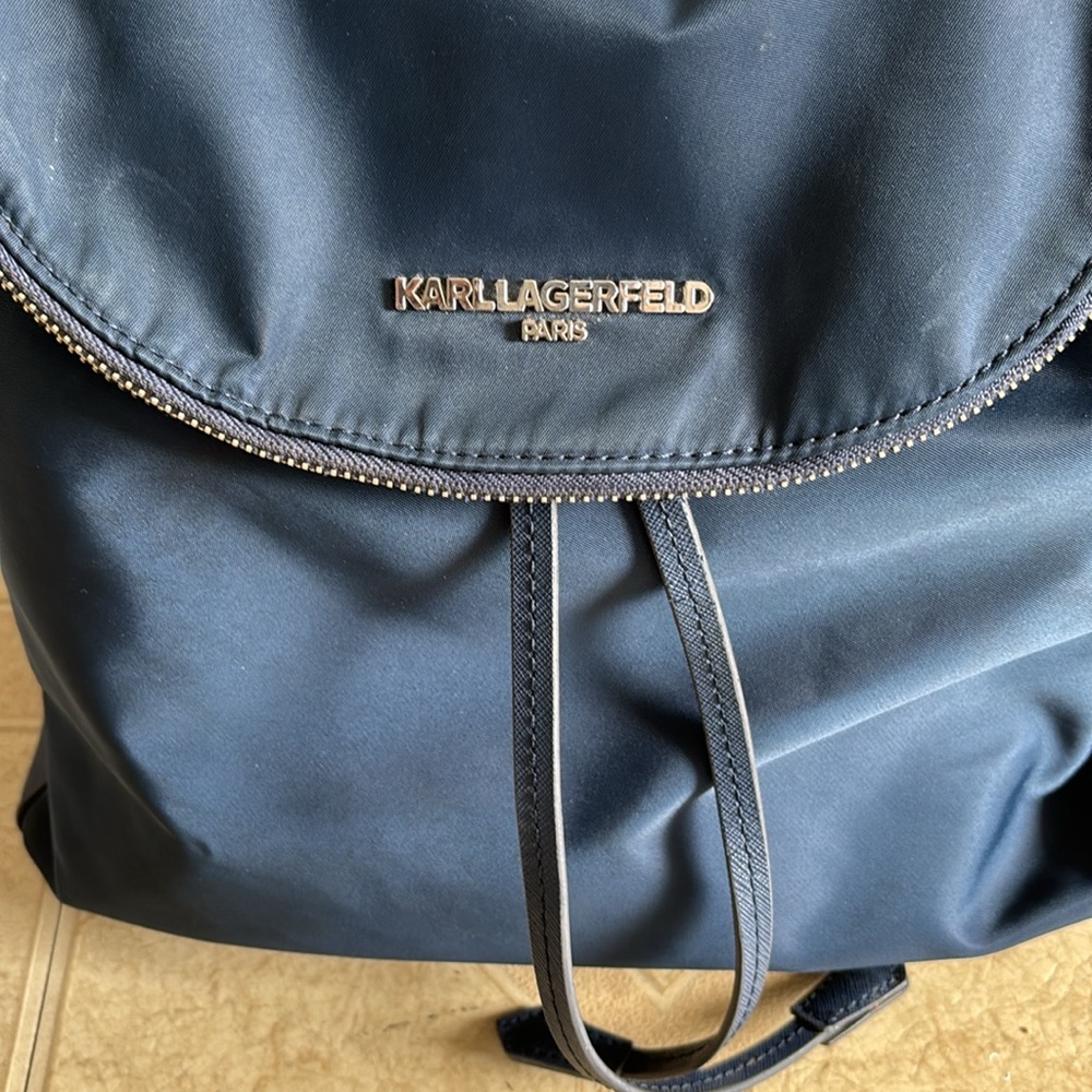 Karl Lagerfeld Nylon Drawstring Backpack Navy - Picture 2 of 7